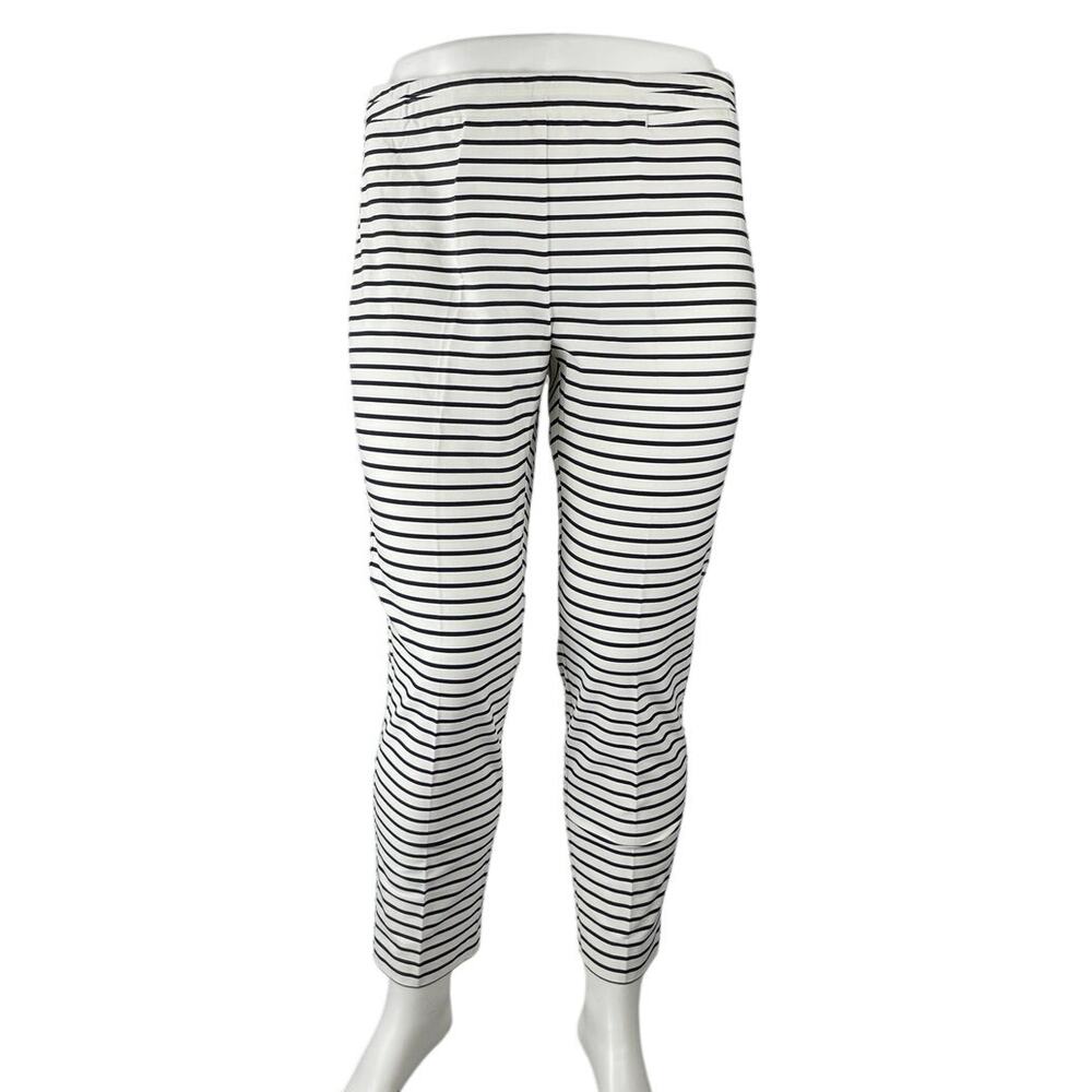 J. Jill Precision Stretch White Striped High Rise Pull On Straight Pants Size 18